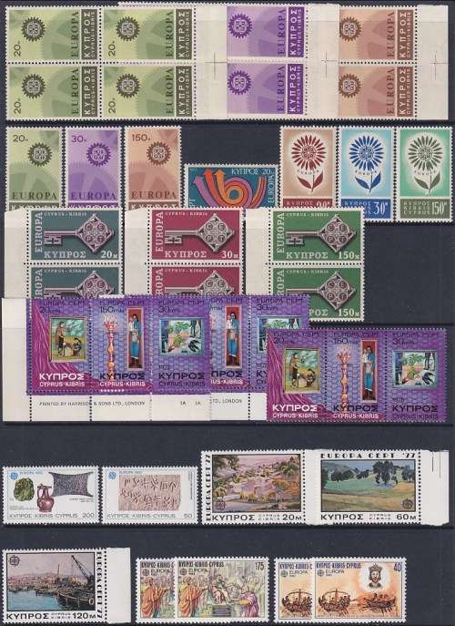 EUROPA / CYPRUS - selection of MNH stamps with good values included (2 scans)